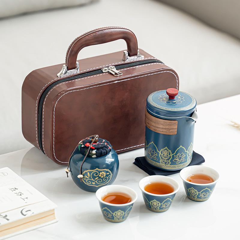 Ceramic travel tea set, portable express cup, company business event gifts can be printed holiday souvenirs