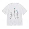 Women's Soft Classic T-Shirt Minimalist Happy Line Drawing Vase Design Tee