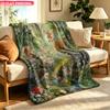 1pc Forest Multi-Animal And Plant Pattern Flannel Blanket Single-Sided Printed All-Season Use Soft And Comfortable Air Conditionin