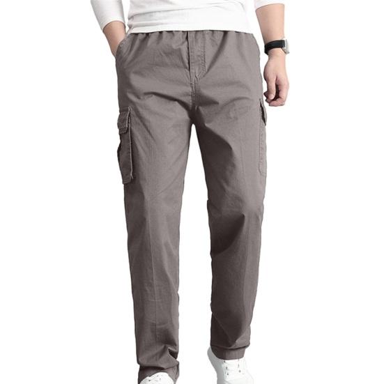 Мужские брюки-карго, однотонные, свободные, с несколькими карманами, мягкие дышащие, прямые, со средней талией, повседневная уличная одежда, повседневные длинные брюки
