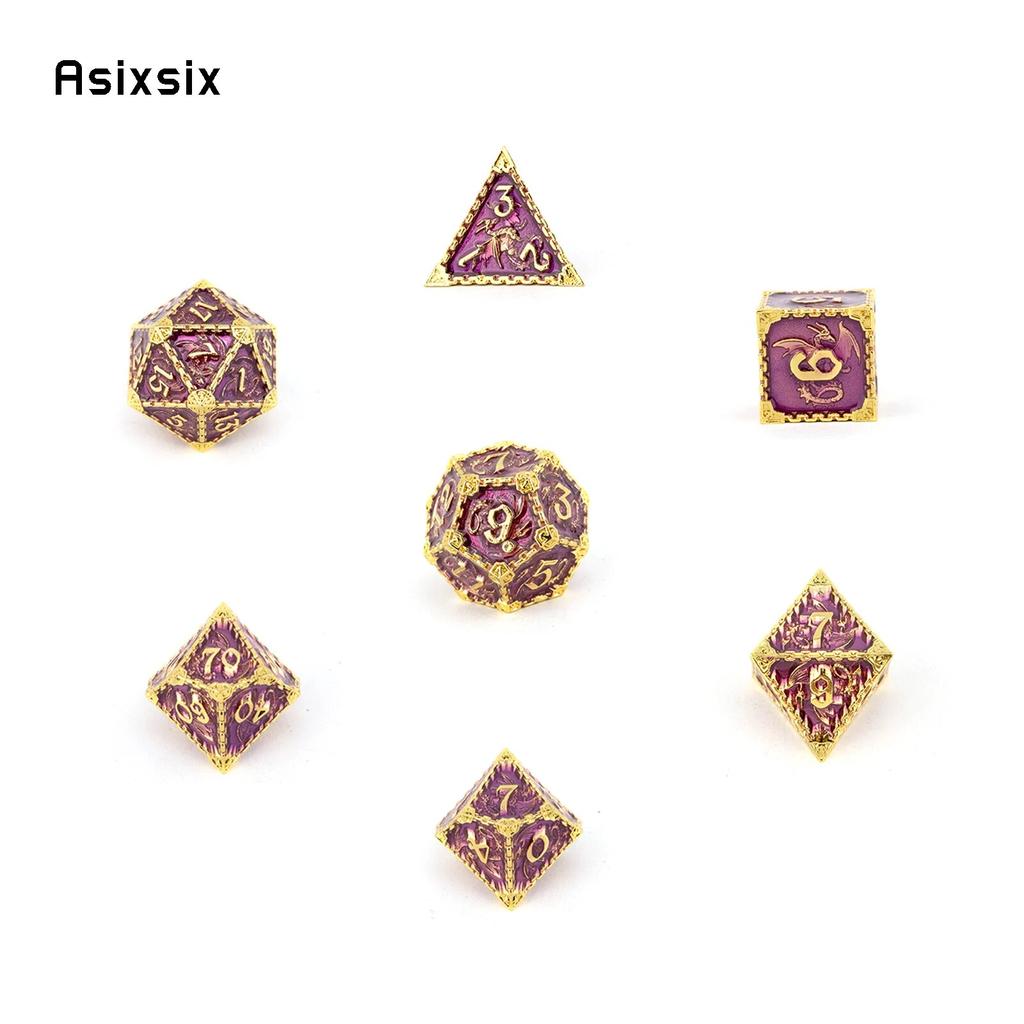 7 шт. светло-фиолетовый дракон металлические игральные кости твердый металлический многогранный набор кубиков подходит для ролевой ролевой игры, настольной игры, карточной игры