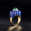 Italian Vintage Crown Imitation Natural Emerald Ring Suitable For Women's Daily Party Wear Fashion Jewelry