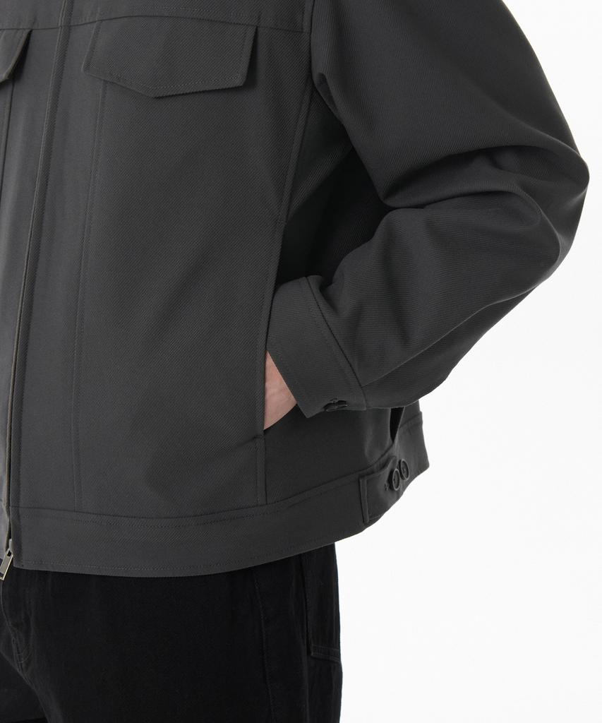 Musinsa Standard Whipcord Minimal Zip-Up Trucker Jacket [Gray]