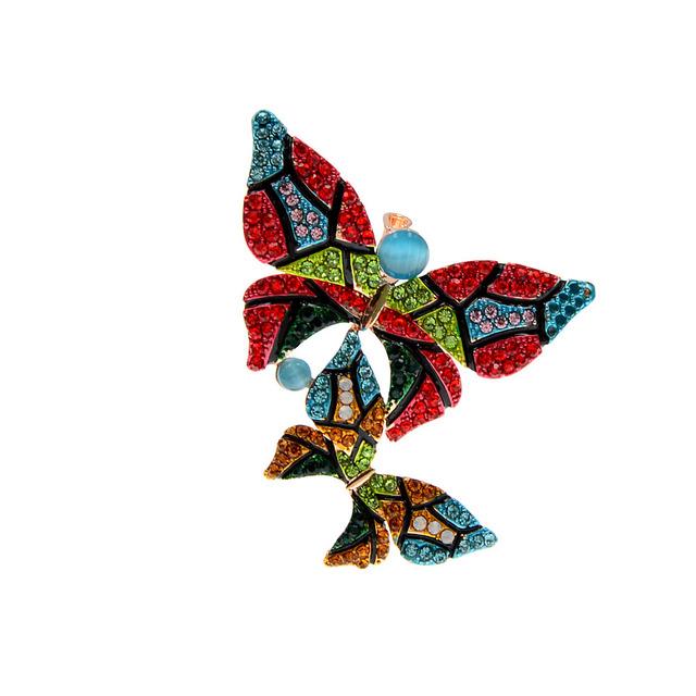 New Arrival Rhinestone Omber Color Blue Butterfly Brooches For Women Insect Pin Winter Design Fashion Jewelry