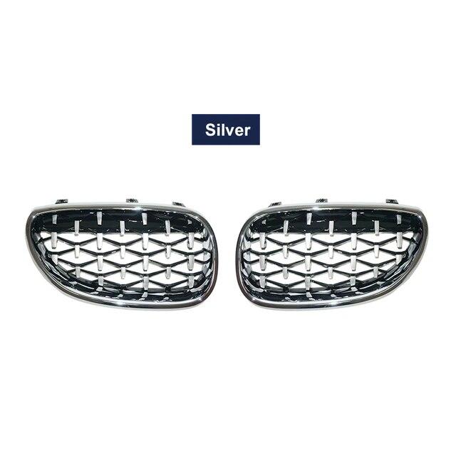 Пара автомобильных гоночных грилей с алмазной решеткой для почек для BMW E60 E61 550i 535i M5 2004-2009, решетки переднего бампера, грили в метеоритном стиле