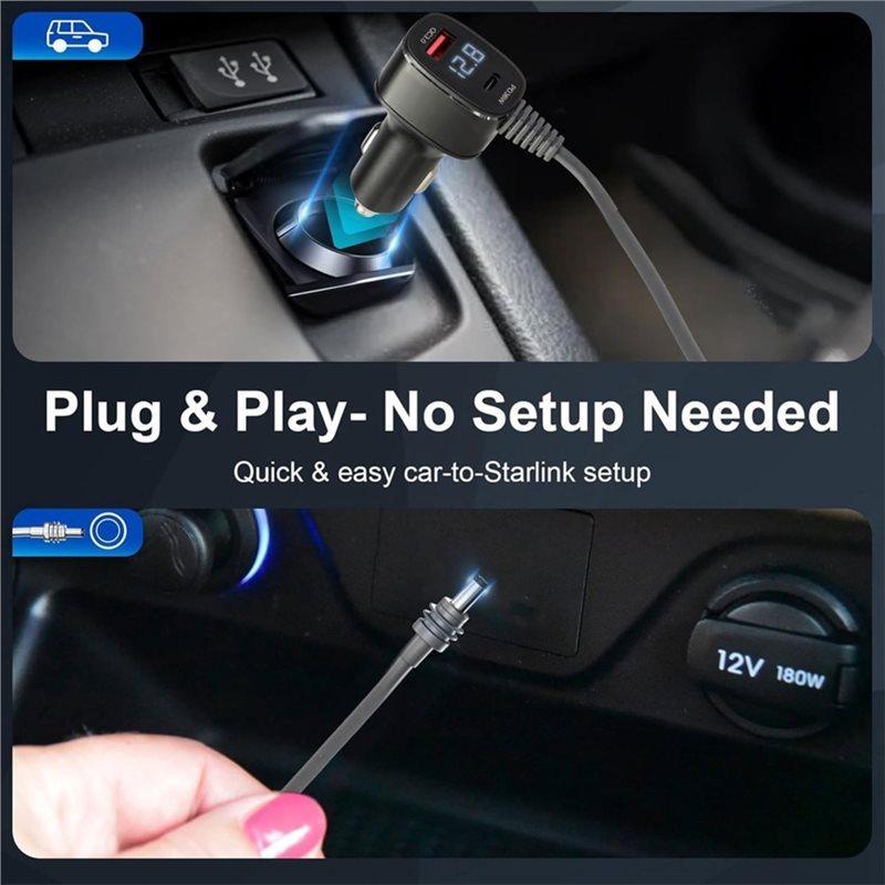 Socket For Starlink Mini Car Power Adapter 12V-24V Fast Charging Digital Display Car