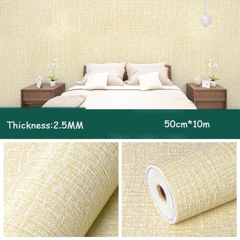 5 Meters / Roll 3D Self-adhesive Thicken Waterproof Wallpaper Linen Textured Pure Color Home Decorative Refurbished Sticker