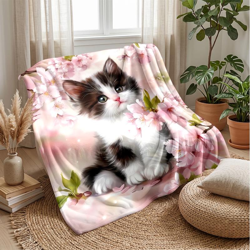 I Love Cats Poster Theme blanket Lightweight Warm Flannel Blanket Decorative Throw Blanket for Home Decoration