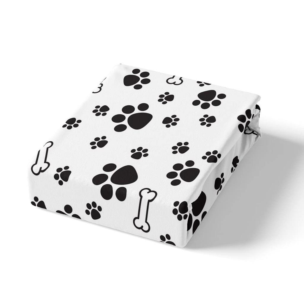 Dog Footprint Pattern Sheet Three-Piece Digital Printed Sheet Bedding Set Adult Children