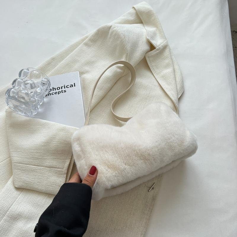 Модная плюшевая сумка через плечо для женщин, осень-зима, новые мягкие сумки Fury Underarm, корейские простые универсальные сумки, тренд