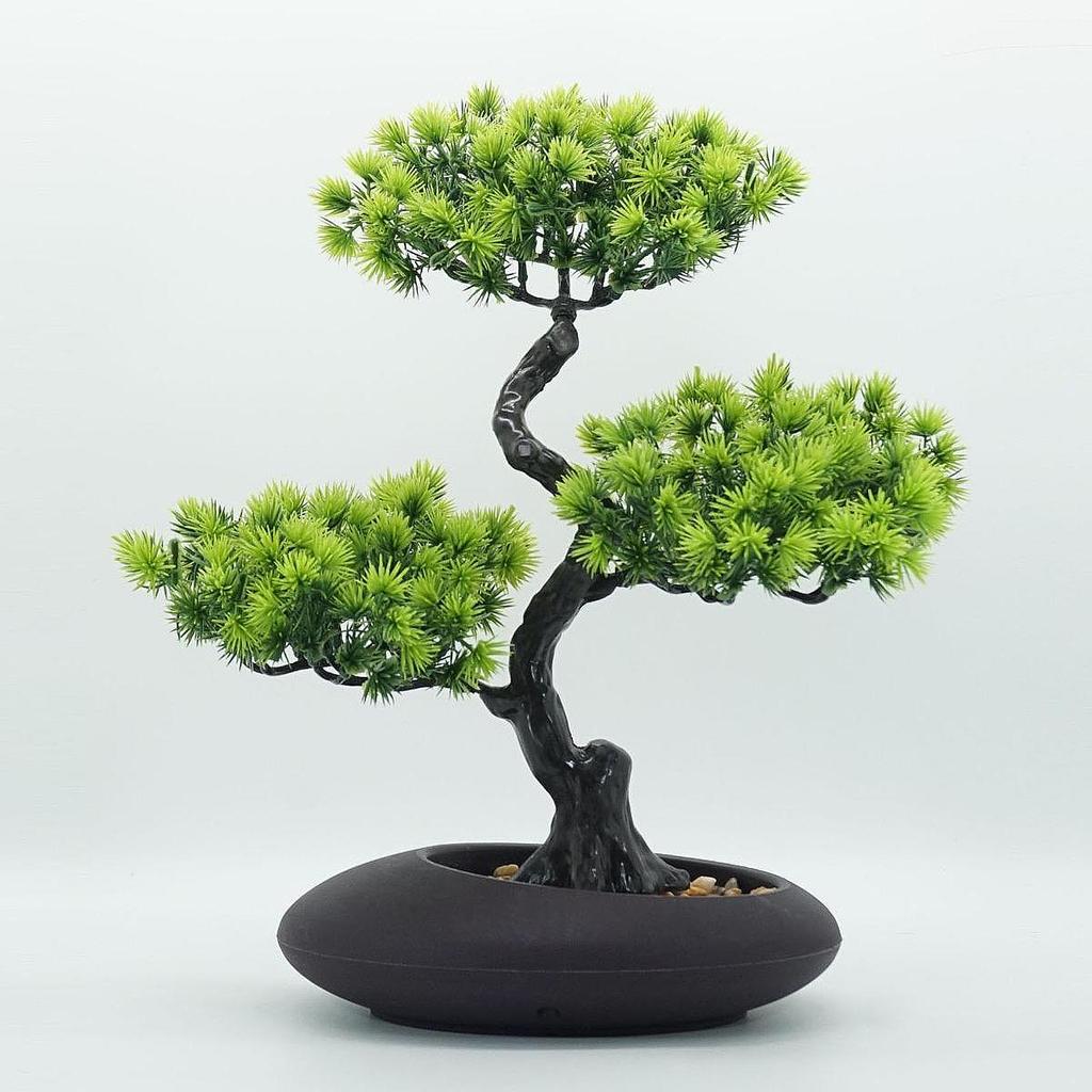 Artificial Potted Greeting Pine Lifelike for Kitchen Dining Room Lightweight Light Green Artificial Cedar Tree Bonsai Indoor Far