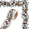 Continuous Roll Seasonal Stickers Christmas Wreath Border Roll Eucalyptus Pine Branches/Elk Handbook Collage Adhesive Strips Illustrations