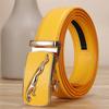 Men's Earth Green Leather Belt Yellow Cowhide Red Automatic Buckle Belt Blue White Orange Color Pant Belt