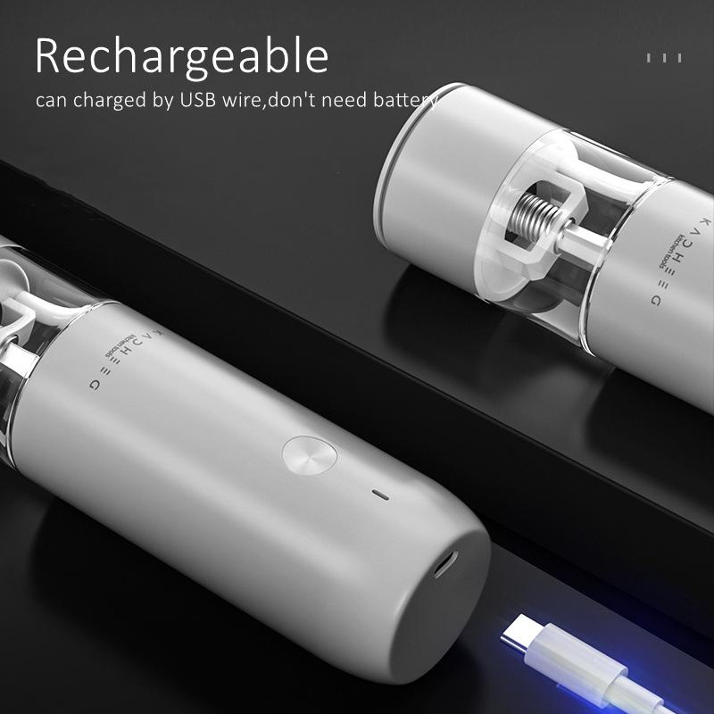 Перезаряжаемая электрическая мельница для специй, 6 скоростей, регулируемая зернистость, кухонная мельница для соли и перца со светодиодной подсветкой и керамическим ротором