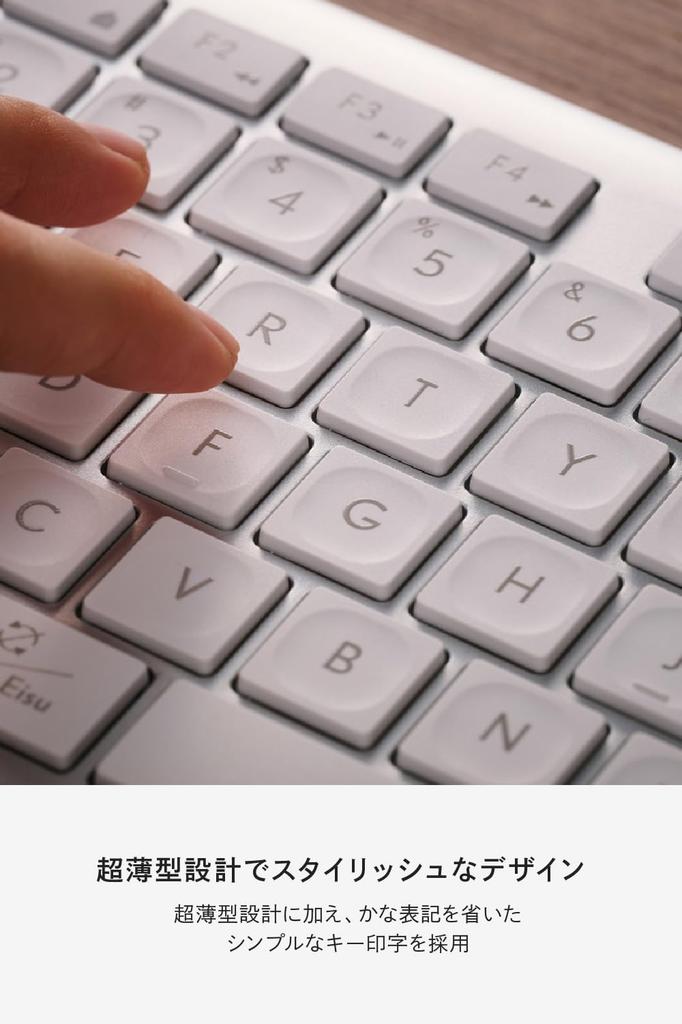 Elecom Беспроводная тонкая пантографная полноразмерная клавиатура Precisionist, Bluetooth, 2,4 ГГц, мульти-сопряжение (4 устройства), Перезаряжаемый, Тип, Размер, Белый,
