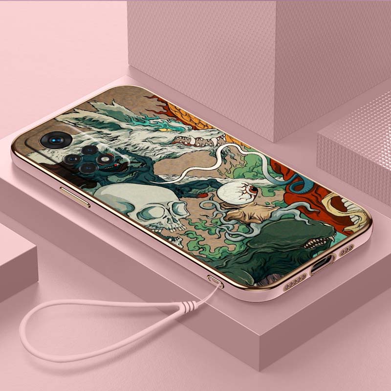 Роскошный чехол для телефона из ТПУ с ремешком для Xiaomi Poco F1 F3 F4 F5 M3 M4 M5 X3 X4 X5 PRO 11 Lite 11T 12T 13T чехлы A33 Чехол с дизайном дракона