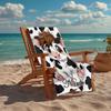 Custom Name Ultra-Soft Beach Towel with Cow Theme,Ideal for Pool - Camping, Diving - Perfect Travel Essential, Vibrant Beach Towel.