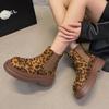 Мода Леопардовые ботильоны на платформе Женская обувь Толстые каблуки Челси Замшевые осенние трендовые женские ботинки 2024 года Дизайн Зимние снежные ботинки Mujer