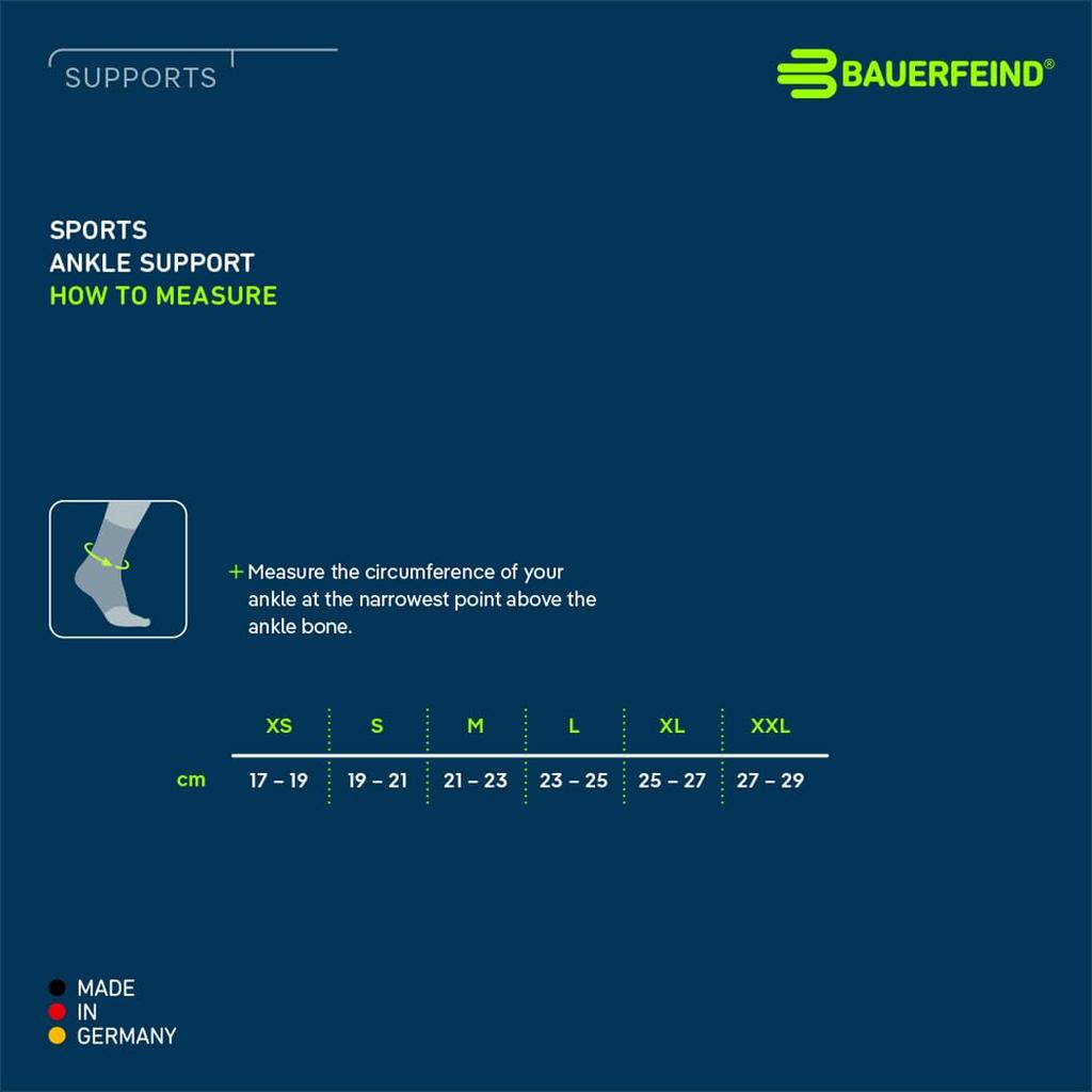 Bauerfeind SPORTS ANKLE SUPPORT Ankle Supporter with Good Ventilation That Wraps and Secures with Figure 8 Shape 1 Piece for Left and Right Made In