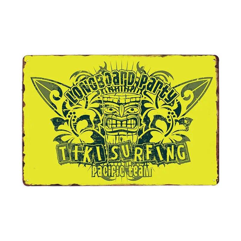 Винтажный постер для серфинга, летний жестяной знак для тики-бара, старый ржавый пляжный бар, ретро ржавая доска, металлические знаки 20x30 см