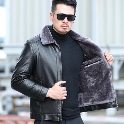 Мужская куртка из натуральной кожи с мехом, утолщенная бархатом, повседневная и свободная, одежда для пап среднего и пожилого возраста на осень и зиму