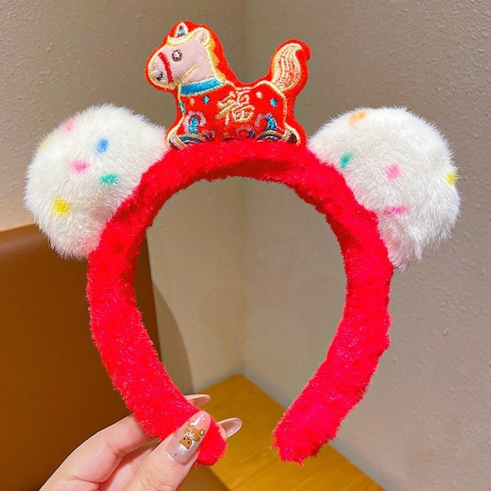 Pony Horse Hair Hoop Mascot New Year Headpiece Cute New Year Headband  New Year Dress Up