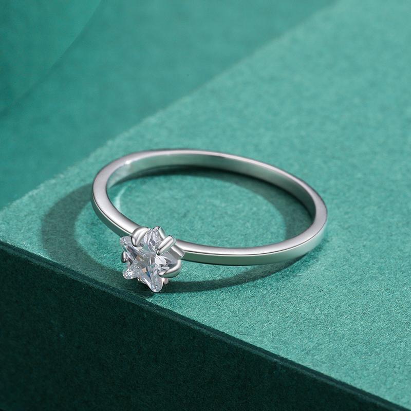 MODIAN Простое винтажное кольцо в форме звезды с кубическим цирконием, стерлинговое серебро 925 пробы, модные штабелируемые кольца на палец для женщин и девочек, ювелирные изделия