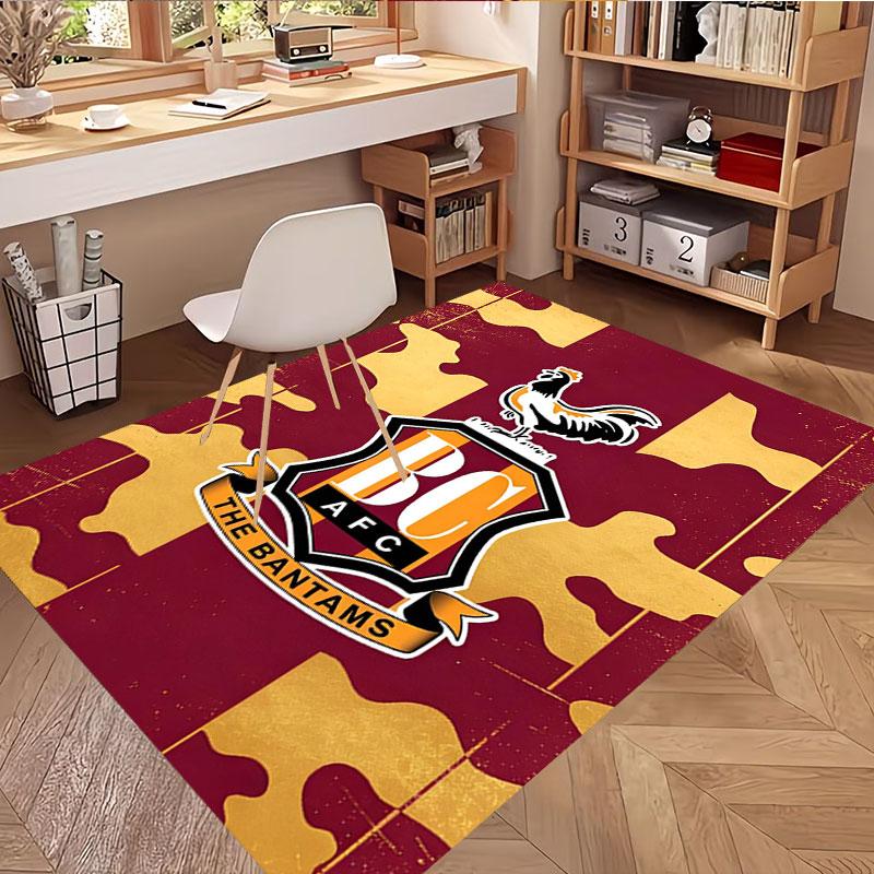 Bradford City AFC Print Rug, Washable Floor Carpet, For Entryway Dorm Laundry Room Office Study, Home Decor Birthday Christmas Gift
