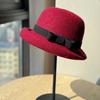 Французская высококачественная шляпа-мама из кудрявой шерсти для женщин, ретро-бант, шляпа рыбака, осенне-зимняя шляпа в богатом стиле