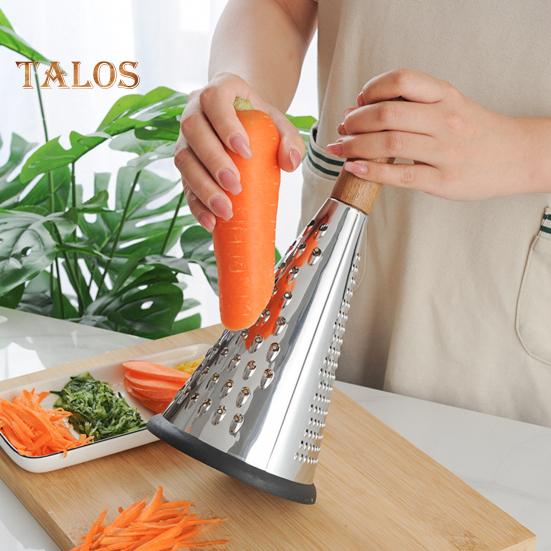 Конусная терка для сыра из нержавеющей стали с деревянной ручкой, 3-сторонняя терка для овощей, сыра, шоколада, овощей, кухонная терка для пармезана