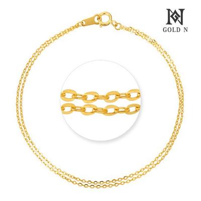 Золотой браслет в два ряда, базовый, 14К/18К Yg