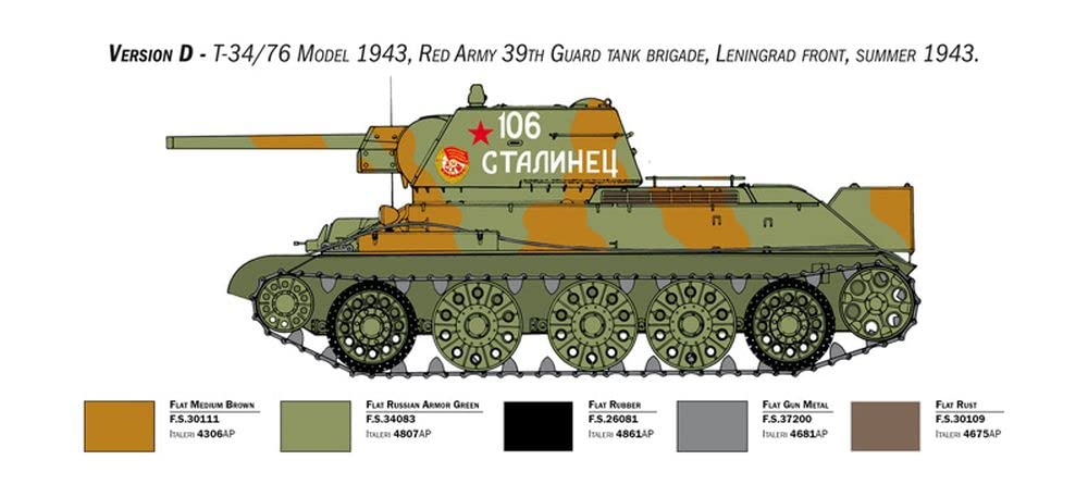 Italeri Советская модель пушки времен Второй мировой войны 1943 года, алюминиевая проволока в комплекте, премиум-комплект, пластиковая модель IT6570 1/35 Т-34/76, ствол/металл