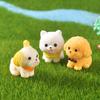 3 Pcs Cute Cartoon Bib Puppy Mini Resin Figurines Garden Moss Miniature Landscape DIY Ornament Car Desktop Dog Animal Decorations
