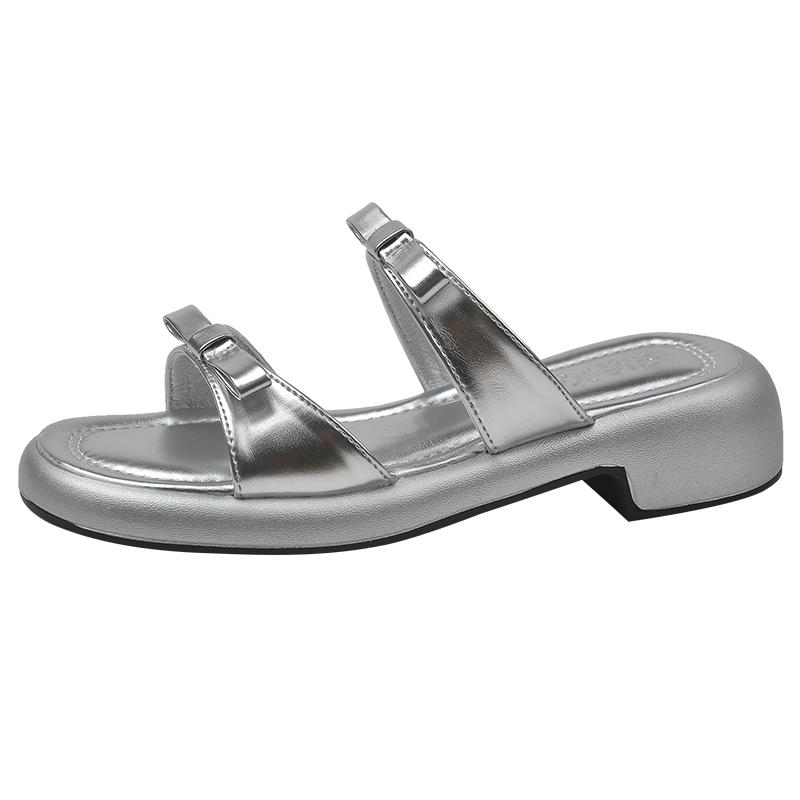 Женские тапочки 2024 года, новые летние модные повседневные босоножки на низком каблуке, квадратные каблуки, тапочки, шлепанцы, женские, Zapatos De Mujer