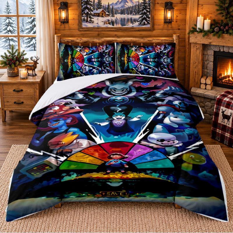 Undertale Pattern Bedding 3Pcs Set Bed Sheet And Pillowcases For Indoor Bedroom