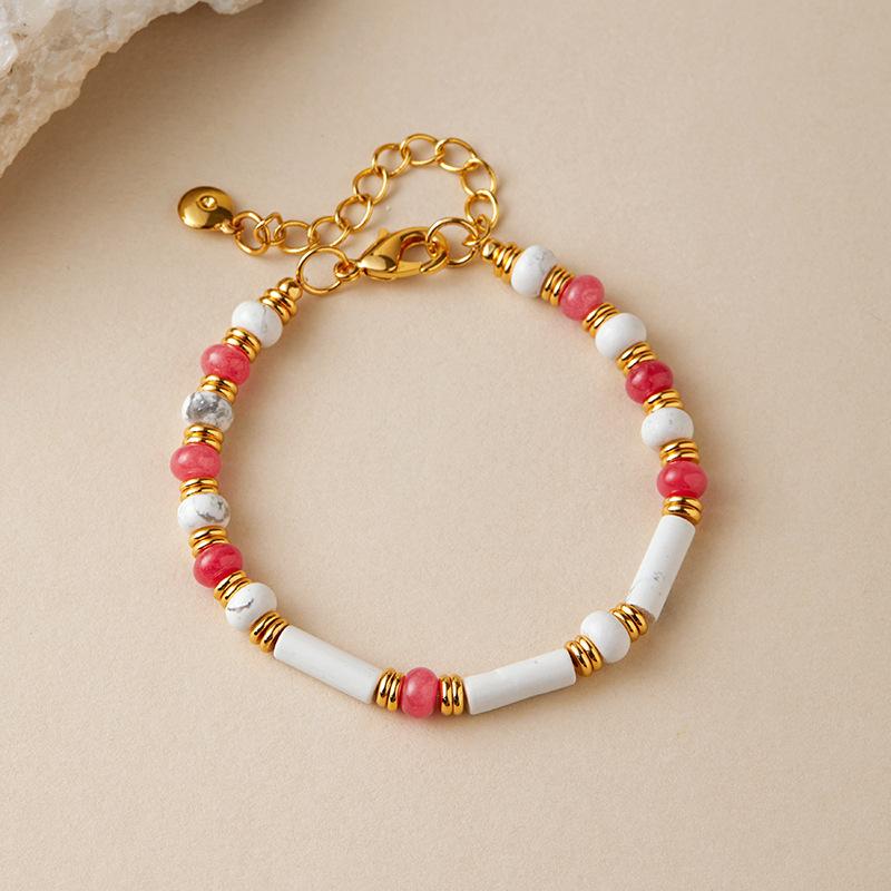 Handmade Beaded Fresh Vacation Style Clavicle Necklace Bracelet Jewelry Set For Women