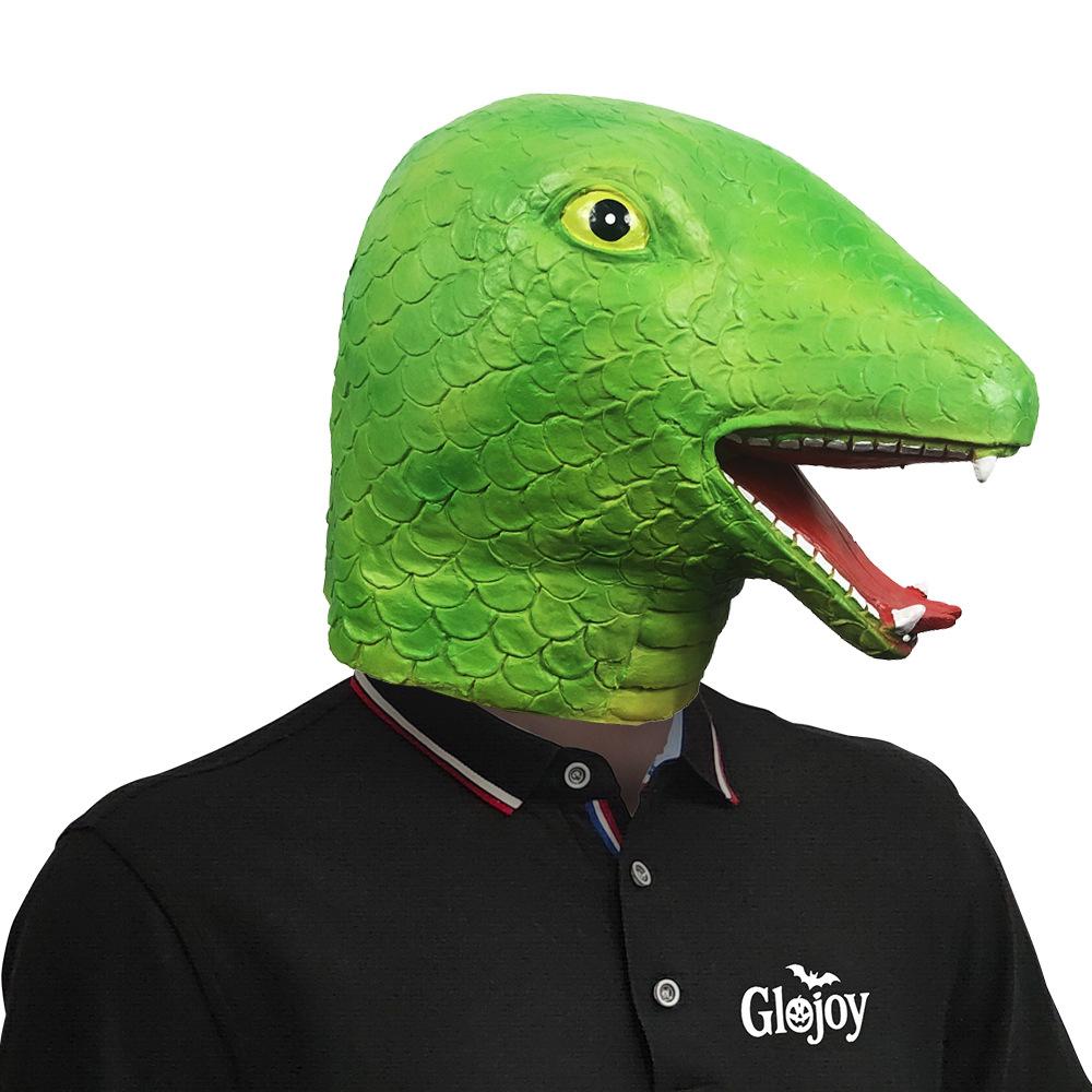 Cute Green Snake Funny Animal Headgear Masquerade Live Broadcast Mask Halloween Festival Party Performance Props