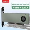 JEYI SK9 M.2 Двойной адаптер PCIE 4.0 для NVMe / NGFF SSD с турбовентилятором, NVME (клавиша m) и SATA (Клавиша b) SSD в слот PCIe x4 X8 X16