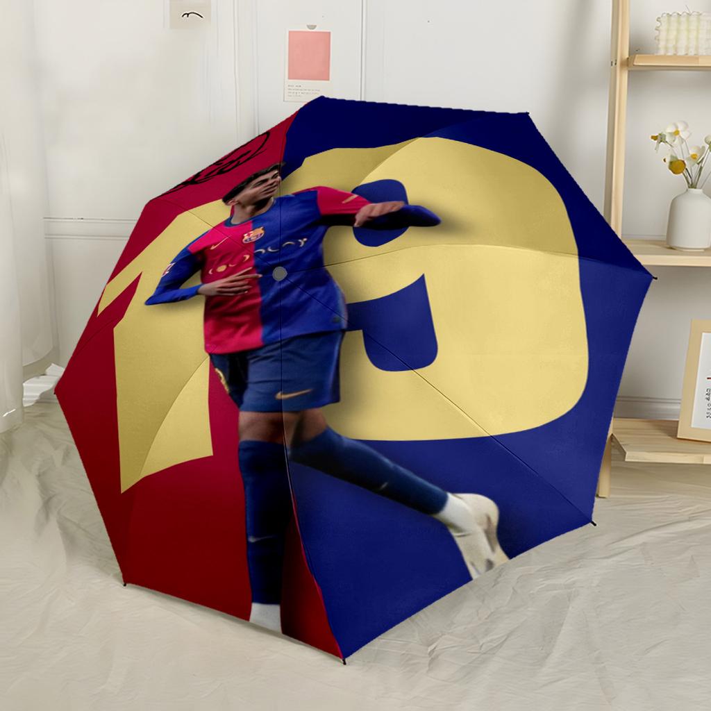 Lamine Yamal's Spain's Soccer Star Portable Automatic Umbrella Compact & Durable 8-Rib Design Foldable Design for Outdoor Daily Use Elegant Women's Um