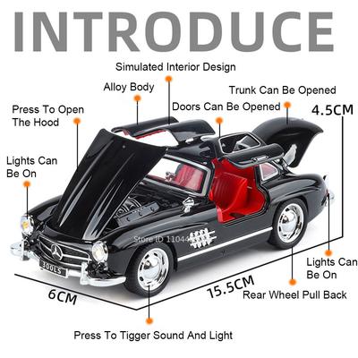 1:Масштаб 1:32 300SL GT63 V8 Спортивный Автомобиль Модель Игрушка Металлический Литой Звук Свет Оттяжка Транспортные Средства Модели Мальчики Хобби Украшения Подарки