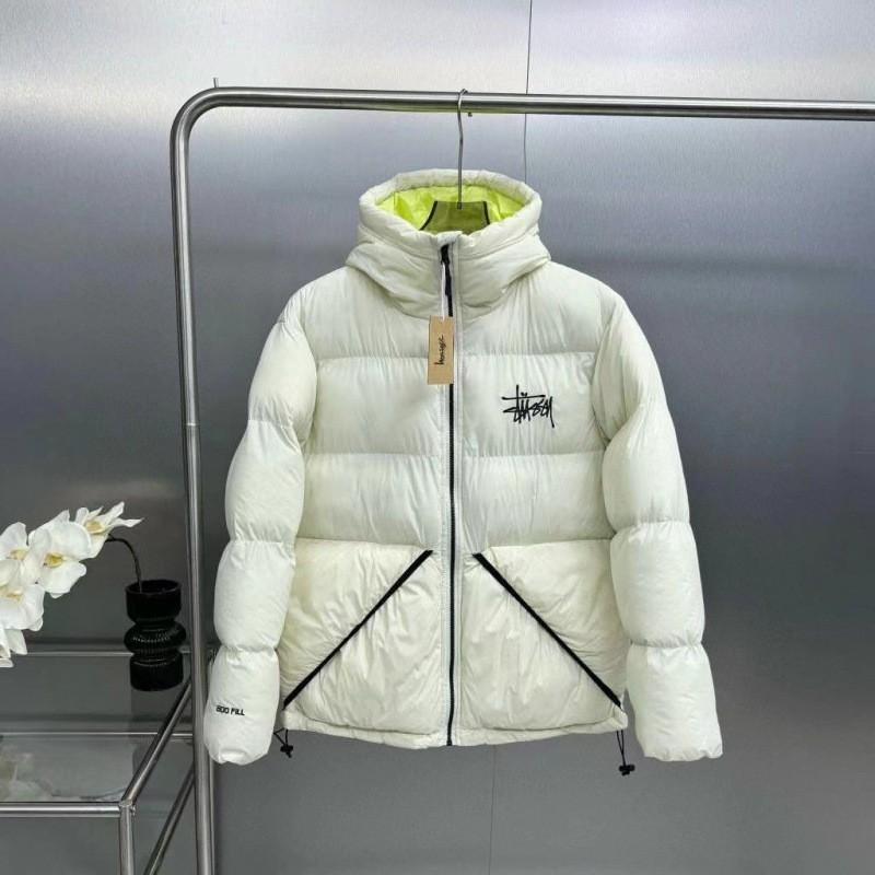 2859 Classic Short Hooded Padded Jacket Unisex Solid Color Embroidered Loose Winter Casual Coat