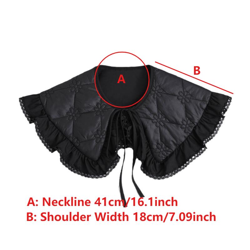 Girls Big Lapel Shoulder Wraps Shawl for Womens Black Bowknots Fake Collars Ladies Removable Neck Collar Detachable Scarves