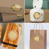 500Pcs/roll Wreath Pattern Kraft Paper Sticker Adhesive Sticky Labels Label Sticker  Gift Packaging