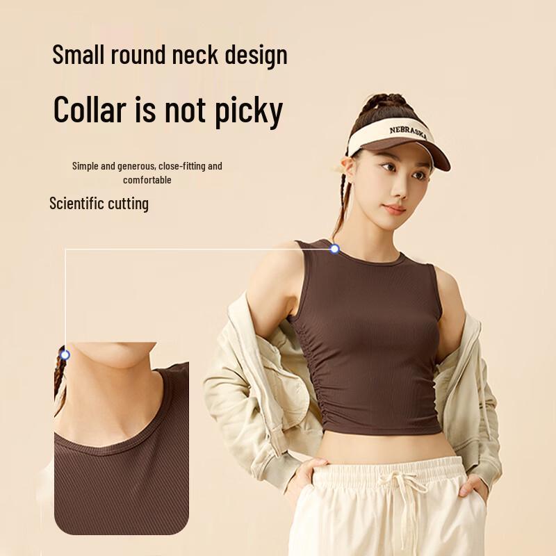 LangSha Women's Slim-Fit Pleated Workout Tank Top