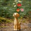 Small Vase Quirky Dog Handcrafted Whimsical Animal Flower Resin Decorative Floral Plants for Desk Shelf Boho Home Decor Gift Lovers Table Centerpiece