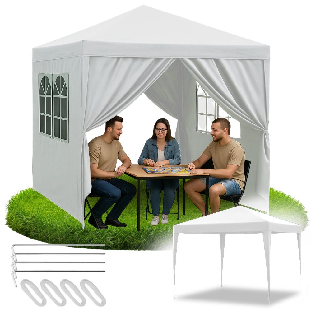 Garden pavilion, commercial tent, party gazebo, 4 side walls, windows, xxl