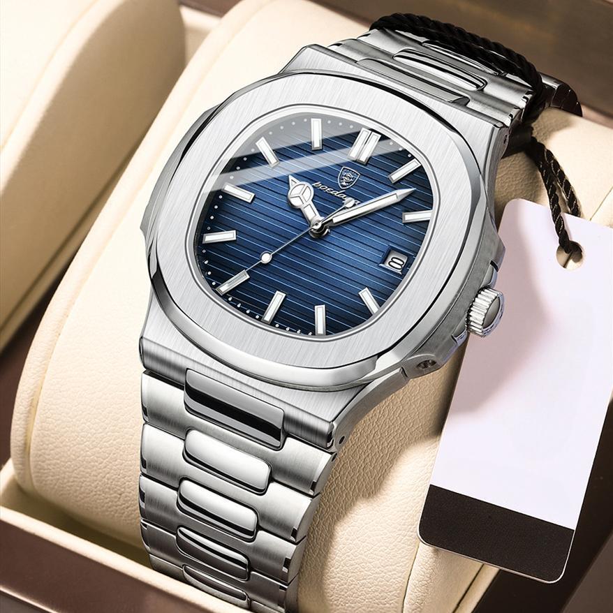 POEDAGAR новые роскошные мужские часы с коробкой, водонепроницаемые ультратонкие мужские кварцевые часы с календарем
