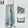 :CHOCOOLATEit Мужские выстиранные джинсы прямого кроя в стиле хай-стрит