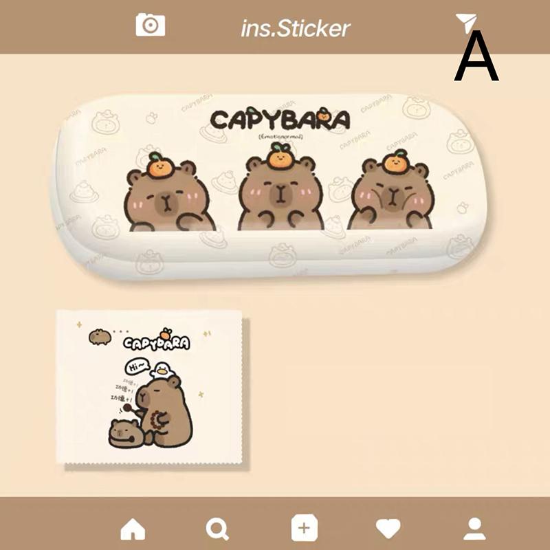Cute Capybara Glasses Box Pressure-Proof Eyeglasses Case Cartoon Women Myopia Glasses Sunglasses Eyewear Storage Box Gift