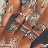 Bohemian Vintage Geometric Gemstone Knuckle Rings - 12-Piece Set